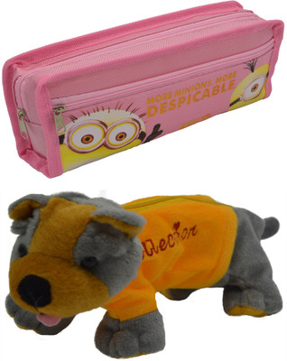 

Hrinkar Cartoon Pencil Pouch Printed and Animal Art Plastic Pencil Boxes(Set of 2, Pink, Grey, Yellow)