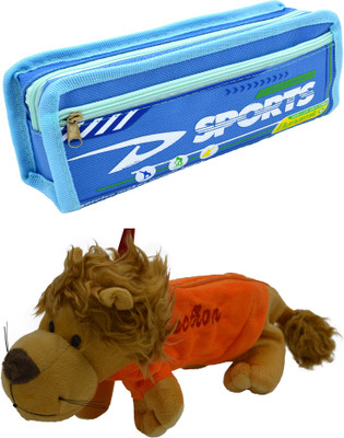 

Hrinkar Cartoon Pencil Pouch Printed and Animal Art Plastic Pencil Boxes(Set of 2, Blue, Yellow, Orange)