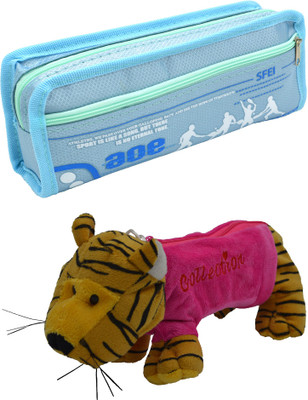 

Hrinkar Cartoon Pencil Pouch Printed and Animal Art Plastic Pencil Boxes(Set of 2, Blue, Pink, Yellow)