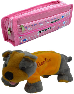 

Hrinkar Cartoon Pencil Pouch Printed and Animal Art Plastic Pencil Boxes(Set of 2, Pink, Grey, Yellow)