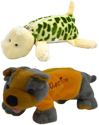 

Hrinkar Cartoon Pencil Pouch Animal and Animal Art Plastic Pencil Boxes(Set of 2, Green, Grey, Yellow)