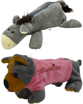 

Hrinkar Cartoon Pencil Pouch Animal and Animal Art Plastic Pencil Boxes(Set of 2, Multicolor)
