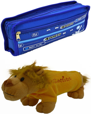 

Hrinkar Cartoon Pencil Pouch Printed and Animal Art Plastic Pencil Boxes(Set of 2, Blue, Yellow, Brown)