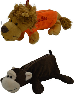 

Hrinkar Cartoon Pencil Pouch Animal and Animal Art Plastic Pencil Boxes(Set of 2, Yellow, Orange, Brown, White)