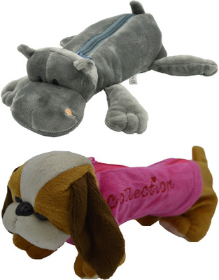 

Hrinkar Cartoon Pencil Pouch Animal and Animal Art Plastic Pencil Boxes(Set of 2, Grey, Pink, Yellow, Brown, White)