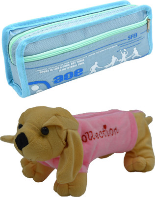 

Hrinkar Cartoon Pencil Pouch Printed and Animal Art Plastic Pencil Boxes(Set of 2, Blue, Pink, Brown)