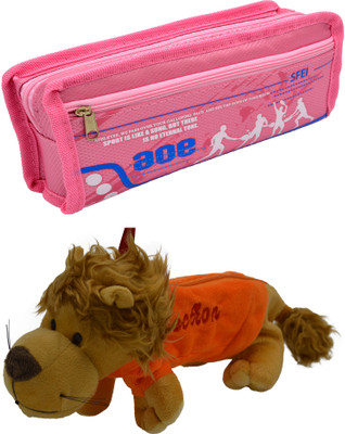 

Hrinkar Cartoon Pencil Pouch Printed and Animal Art Plastic Pencil Boxes(Set of 2, Pink, Yellow, Orange)