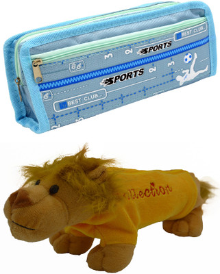 

Hrinkar Cartoon Pencil Pouch Printed and Animal Art Plastic Pencil Boxes(Set of 2, Blue, Yellow, Brown)