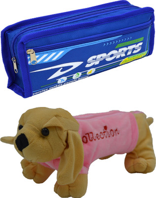 

Hrinkar Cartoon Pencil Pouch Printed and Animal Art Plastic Pencil Boxes(Set of 2, Blue, Pink, Brown)
