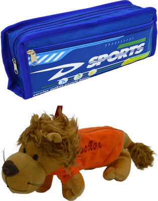 

Hrinkar Cartoon Pencil Pouch Printed and Animal Art Plastic Pencil Boxes(Set of 2, Blue, Yellow, Orange)