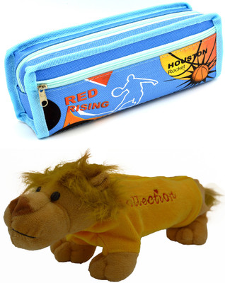 

Hrinkar Cartoon Pencil Pouch Printed and Animal Art Plastic Pencil Boxes(Set of 2, Blue, Yellow, Brown)