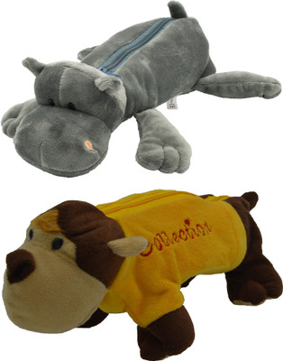 

Hrinkar Cartoon Pencil Pouch Animal and Animal Art Plastic Pencil Boxes(Set of 2, Grey, Yellow, Brown)