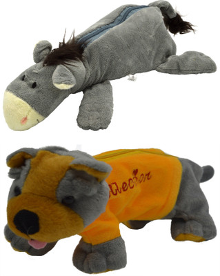 

Hrinkar Cartoon Pencil Pouch Animal and Animal Art Plastic Pencil Boxes(Set of 2, Multicolor)