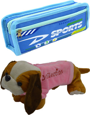 

Hrinkar Cartoon Pencil Pouch Printed and Animal Art Plastic Pencil Boxes(Set of 2, Blue, Pink, Yellow, Brown)