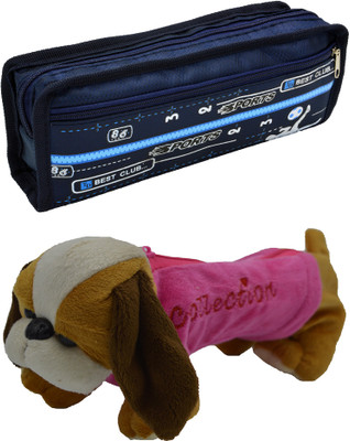 

Hrinkar Cartoon Pencil Pouch Printed and Animal Art Plastic Pencil Boxes(Set of 2, Blue, Pink, Yellow, Brown, White)
