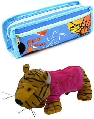

Hrinkar Cartoon Pencil Pouch Printed and Animal Art Plastic Pencil Boxes(Set of 2, Blue, Pink, Yellow)