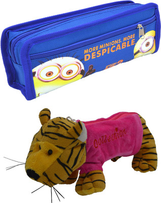 

Hrinkar Cartoon Pencil Pouch Printed and Animal Art Plastic Pencil Boxes(Set of 2, Blue, Pink, Yellow)