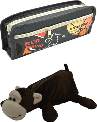 

Hrinkar Cartoon Pencil Pouch Printed and Animal Art Plastic Pencil Boxes(Set of 2, Grey, Brown, White)