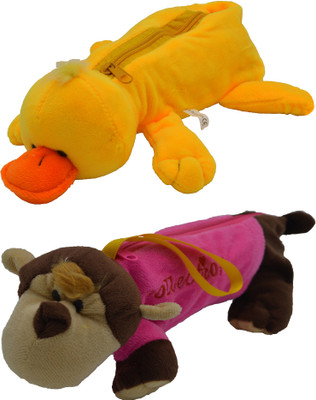 

Hrinkar Cartoon Pencil Pouch Animal and Animal Art Plastic Pencil Boxes(Set of 2, Yellow, Pink, Brown, White)