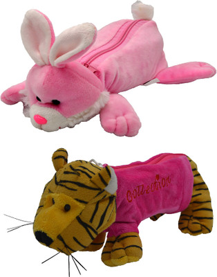 

Hrinkar Cartoon Pencil Pouch Animal and Animal Art Plastic Pencil Boxes(Set of 2, Multicolor)