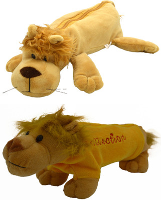 

Hrinkar Cartoon Pencil Pouch Animal and Animal Art Plastic Pencil Boxes(Set of 2, Brown, Yellow, Brown)