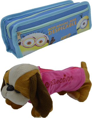 

Hrinkar Cartoon Pencil Pouch Printed and Animal Art Plastic Pencil Boxes(Set of 2, Blue, Pink, Yellow, Brown, White)