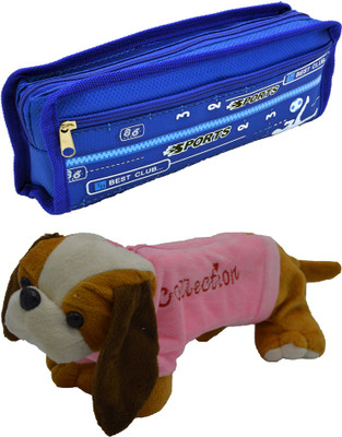 

Hrinkar Cartoon Pencil Pouch Printed and Animal Art Plastic Pencil Boxes(Set of 2, Blue, Pink, Yellow, Brown)