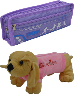 

Hrinkar Cartoon Pencil Pouch Printed and Animal Art Plastic Pencil Boxes(Set of 2, Purple, Pink, Brown)
