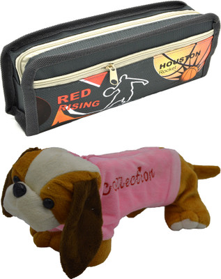 

Hrinkar Cartoon Pencil Pouch Printed and Animal Art Plastic Pencil Boxes(Set of 2, Grey, Pink, Yellow, Brown)