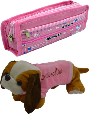 

Hrinkar Cartoon Pencil Pouch Printed and Animal Art Plastic Pencil Boxes(Set of 2, Pink, Pink, Yellow, Brown)