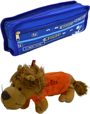 

Hrinkar Cartoon Pencil Pouch Printed and Animal Art Plastic Pencil Boxes(Set of 2, Blue, Yellow, Orange)