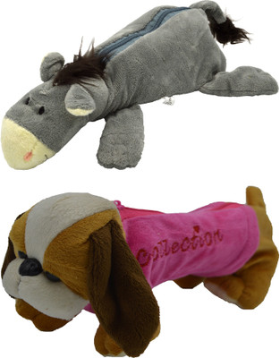 

Hrinkar Cartoon Pencil Pouch Animal and Animal Art Plastic Pencil Boxes(Set of 2, Grey, Pink, Yellow, Brown, White)