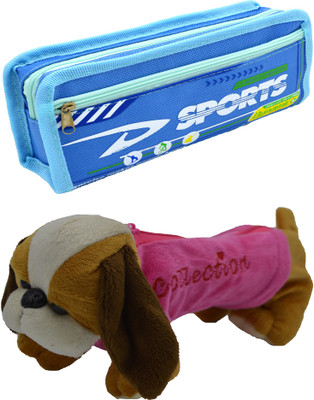 

Hrinkar Cartoon Pencil Pouch Printed and Animal Art Plastic Pencil Boxes(Set of 2, Blue, Pink, Yellow, Brown, White)