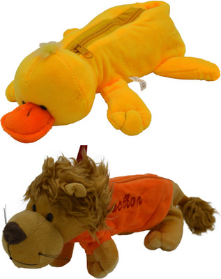 

Hrinkar Cartoon Pencil Pouch Animal and Animal Art Plastic Pencil Boxes(Set of 2, Yellow, Yellow, Orange)