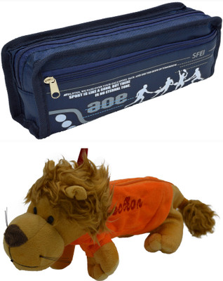 

Hrinkar Cartoon Pencil Pouch Printed and Animal Art Plastic Pencil Boxes(Set of 2, Blue, Yellow, Orange)