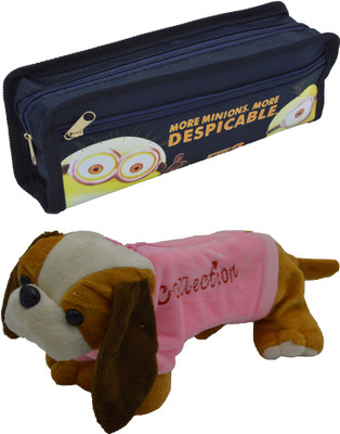 

Hrinkar Cartoon Pencil Pouch Printed and Animal Art Plastic Pencil Boxes(Set of 2, Blue, Pink, Yellow, Brown)