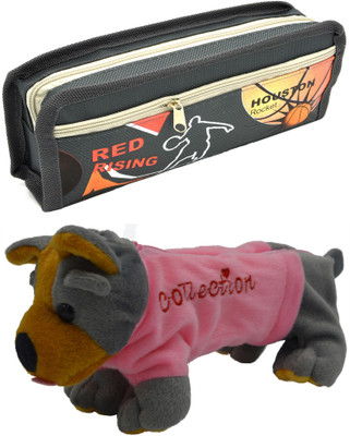 

Hrinkar Cartoon Pencil Pouch Printed and Animal Art Plastic Pencil Boxes(Set of 2, Grey, Grey, Pink, Brown)