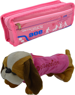 

Hrinkar Cartoon Pencil Pouch Printed and Animal Art Plastic Pencil Boxes(Set of 2, Pink, Pink, Yellow, Brown, White)