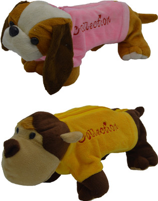 

Hrinkar Cartoon Pencil Pouch Animal and Animal Art Plastic Pencil Boxes(Set of 2, Pink, Yellow, Brown, Yellow, Brown)