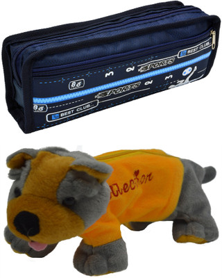 

Hrinkar Cartoon Pencil Pouch Printed and Animal Art Plastic Pencil Boxes(Set of 2, Blue, Grey, Yellow)
