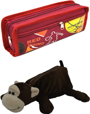 

Hrinkar Cartoon Pencil Pouch Printed and Animal Art Plastic Pencil Boxes(Set of 2, Red, Brown, White)