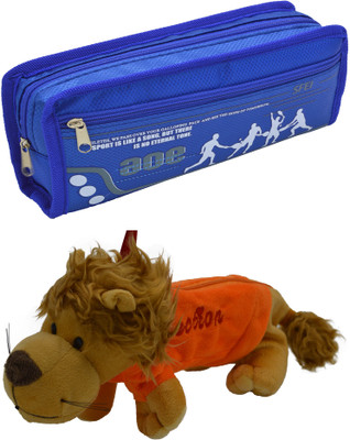 

Hrinkar Cartoon Pencil Pouch Printed and Animal Art Plastic Pencil Boxes(Set of 2, Blue, Yellow, Orange)
