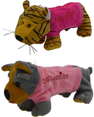 

Hrinkar Cartoon Pencil Pouch Animal and Animal Art Plastic Pencil Boxes(Set of 2, Pink, Yellow, Grey, Pink, Brown)