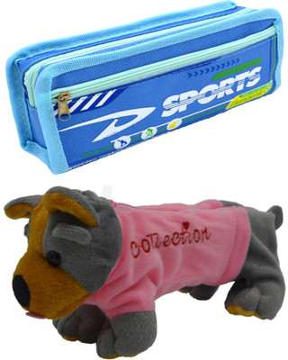 

Hrinkar Cartoon Pencil Pouch Printed and Animal Art Plastic Pencil Boxes(Set of 2, Blue, Grey, Pink, Brown)