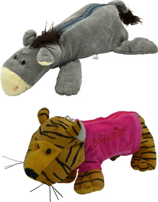 

Hrinkar Cartoon Pencil Pouch Animal and Animal Art Plastic Pencil Boxes(Set of 2, Grey, Pink, Yellow)