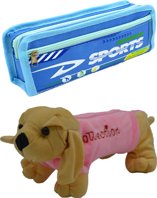 

Hrinkar Cartoon Pencil Pouch Printed and Animal Art Plastic Pencil Boxes(Set of 2, Blue, Pink, Brown)