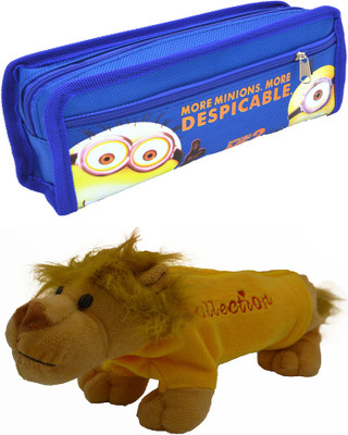 

Hrinkar Cartoon Pencil Pouch Printed and Animal Art Plastic Pencil Boxes(Set of 2, Blue, Yellow, Brown)