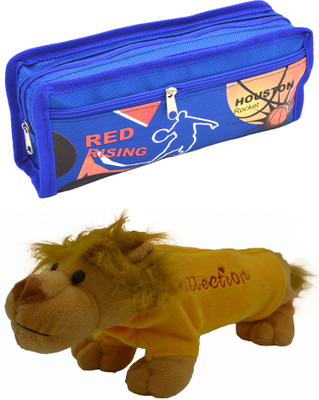 

Hrinkar Cartoon Pencil Pouch Printed and Animal Art Plastic Pencil Boxes(Set of 2, Blue, Yellow, Brown)