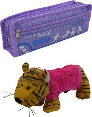 

Hrinkar Cartoon Pencil Pouch Printed and Animal Art Plastic Pencil Boxes(Set of 2, Purple, Pink, Yellow)