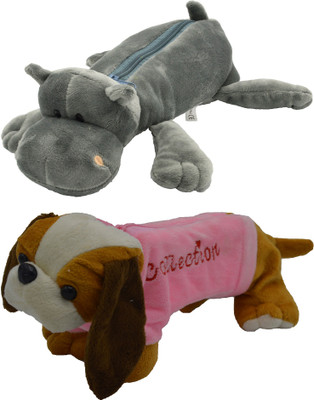 

Hrinkar Cartoon Pencil Pouch Animal and Animal Art Plastic Pencil Boxes(Set of 2, Multicolor)